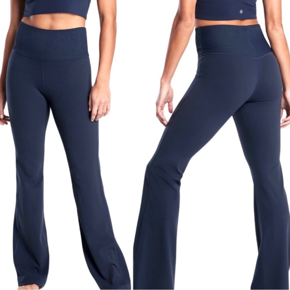 Athleta Blue studio flare Boot Cut Pants High-Rise Stretch